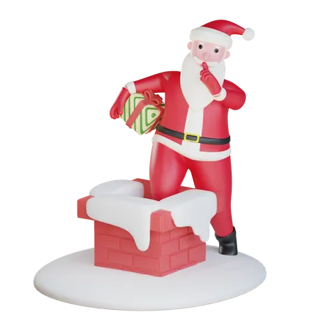 Distribuição de presentes pelo Papai Noel  3D Illustration