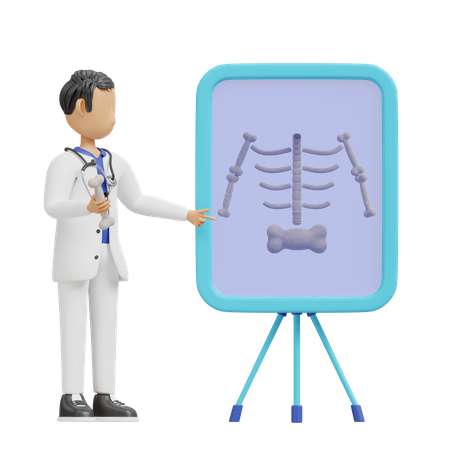 Doctor checking x ray  3D Illustration