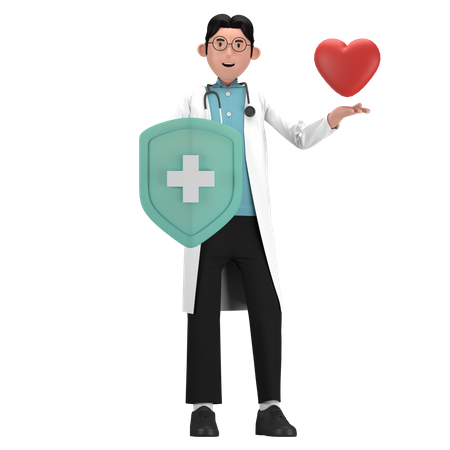 Doctor dando seguro de salud  3D Icon