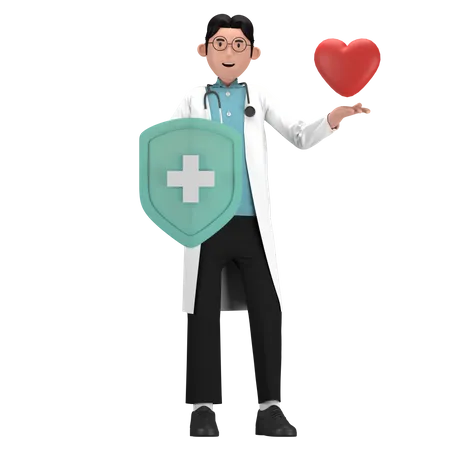 Doctor dando seguro de salud  3D Icon