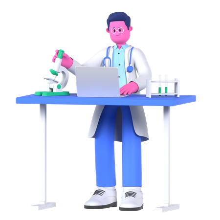 Doctor Doing Research In Laboratory  3D Illustration