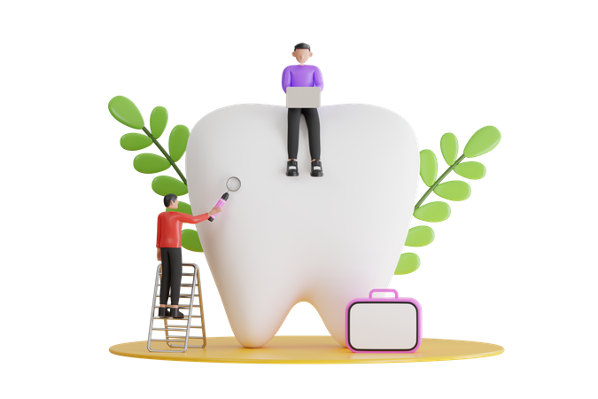 Doctor Doing Tooth Examine  3D Icon