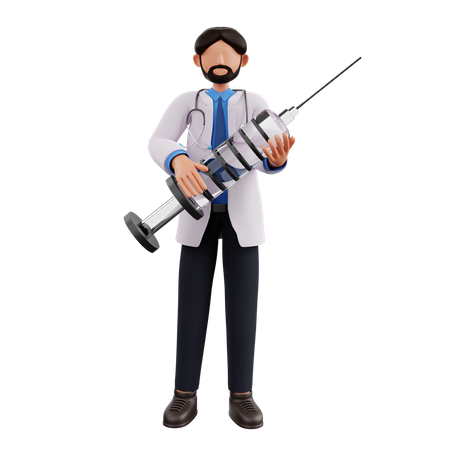 Doctor holding injection  3D Illustration