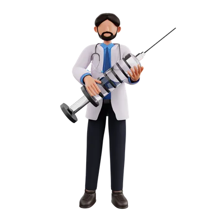 Doctor holding injection  3D Illustration