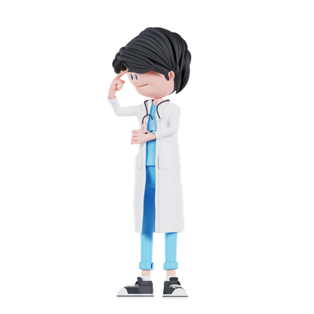 Doctor is thingking pose.  3D Illustration