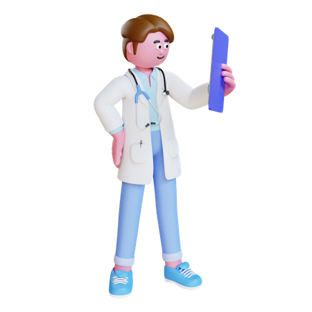 Doctor Looking medical Report  3D Illustration