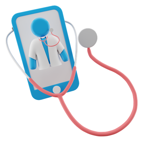 Doctor on Mobile  3D Illustration