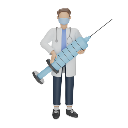 Doctor vaccinates covid 19  3D Illustration