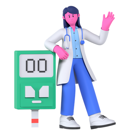 Doctor With Glucometer  3D Illustration