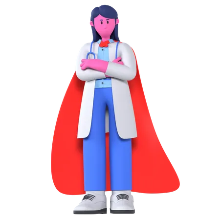 Doctor With Hero Caps  3D Illustration