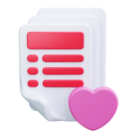 Documento corazon  3D Icon