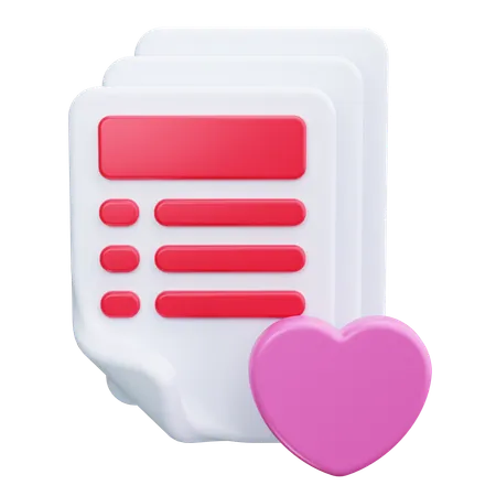 Documento corazon  3D Icon