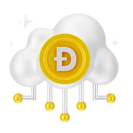 도지코인 클라우드 네트워크  3D Icon