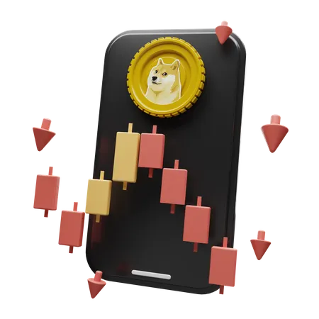 Dogecoin Crypto App  3D Illustration