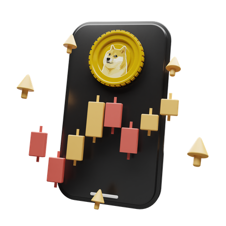 Dogecoin Crypto App  3D Illustration