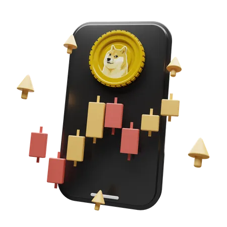 Dogecoin Crypto App  3D Illustration