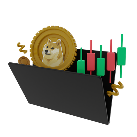 Dogecoin Treading Folder  3D Illustration