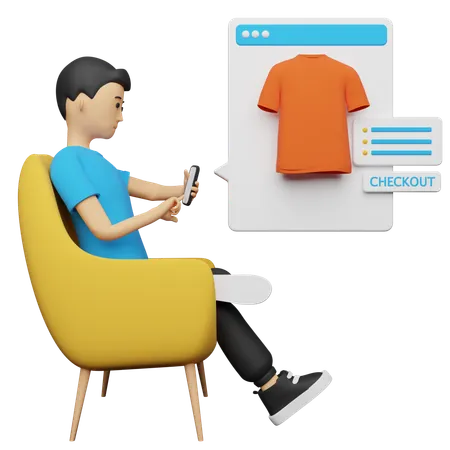 Doing Clothes Shopping From Website  3D Illustration