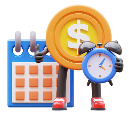 Dollar Coin Character Making A Schedule For Deadline  3D Illustration