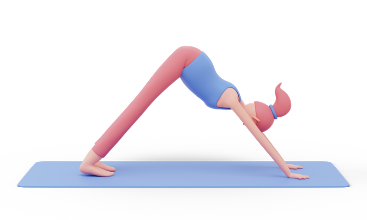 Downward Yoga Pose  3D Illustration