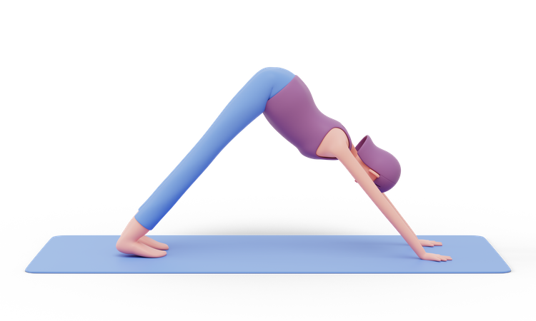 Downward Yoga Pose  3D Illustration