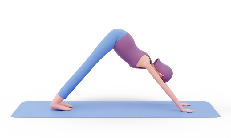 Downward Yoga Pose  3D Illustration