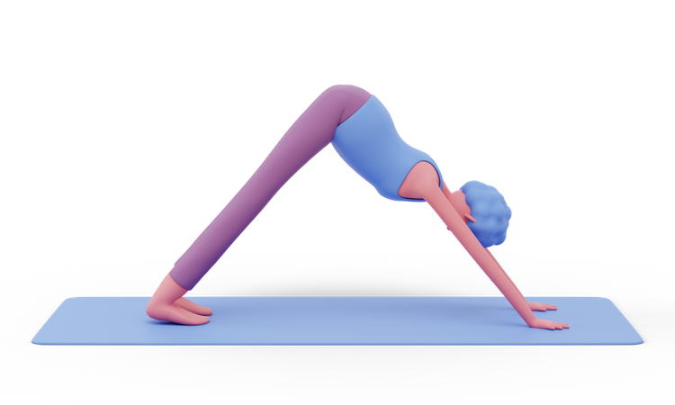 Downward Yoga Pose  3D Illustration