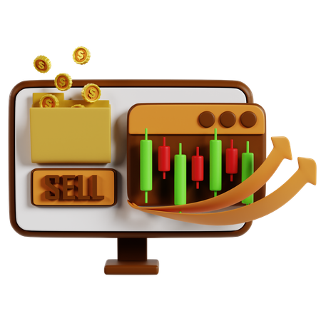 Dynamic Sell Trading Dashboard  3D Icon