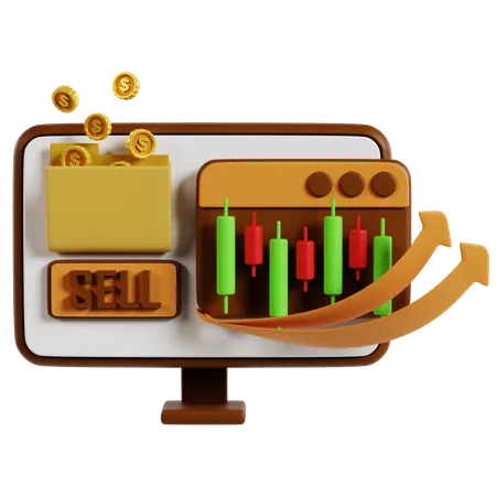 Dynamic Sell Trading Dashboard  3D Icon