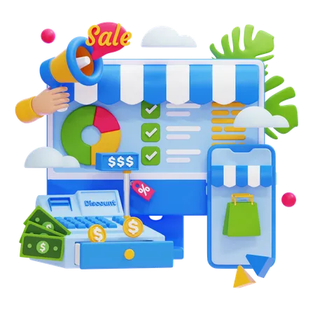 E Commerce Sale  3D Illustration