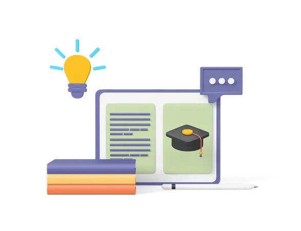 E Learning  3D Icon