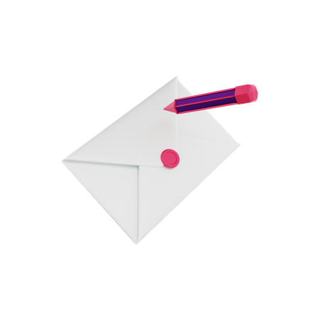 E-Mail-Brief mit Bleistift  3D Illustration