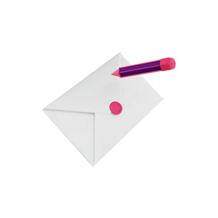 E-Mail-Brief mit Bleistift  3D Illustration