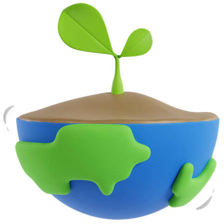 Earth With Plants  3D Icon