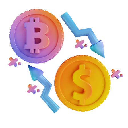 Échange de bitcoins  3D Illustration