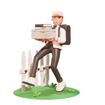 Écolier tenant des livres  3D Illustration