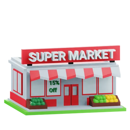 Prédio de supermercado  3D Icon