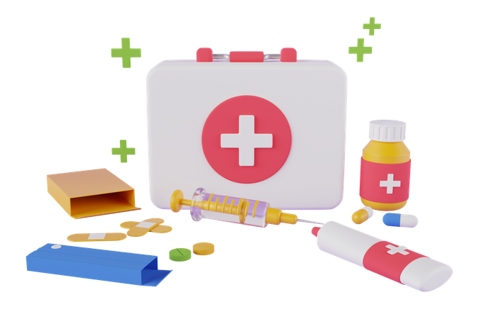 Emergency first aid kit  3D Illustration