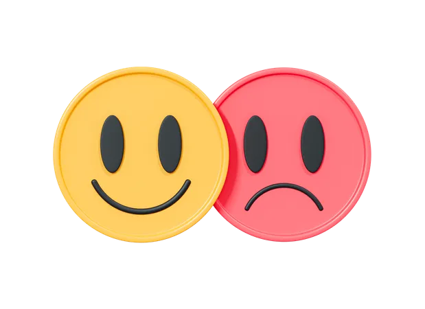 Sorriso e emoticon triste  3D Icon