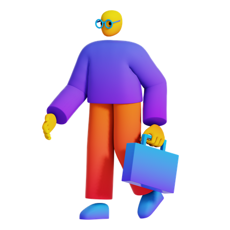 Employee Go to Work  3D Illustration