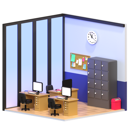 Employees Workplace  3D Icon