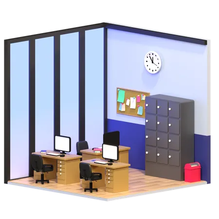 Employees Workplace  3D Icon