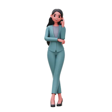 Mujer de negocios pensando  3D Illustration