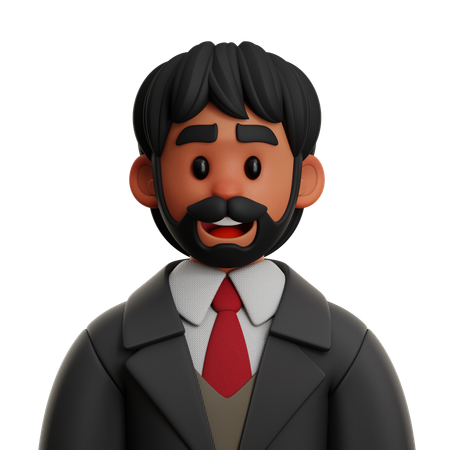 Empresário com barba  3D Icon