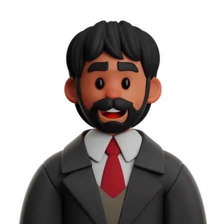 Empresário com barba  3D Icon