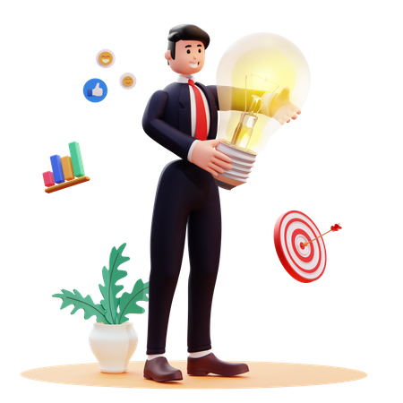 Empresario con idea de negocio  3D Illustration