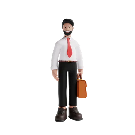 Empresario sosteniendo maleta  3D Illustration