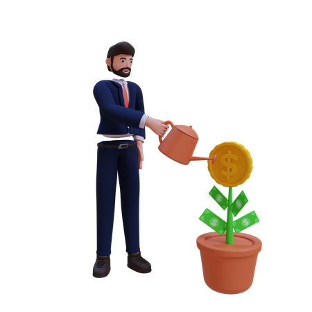 Empresário investindo dinheiro  3D Illustration