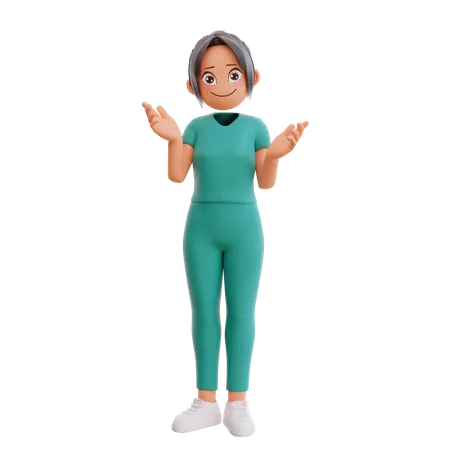 Enfermeira fofa dando pose sorridente  3D Illustration