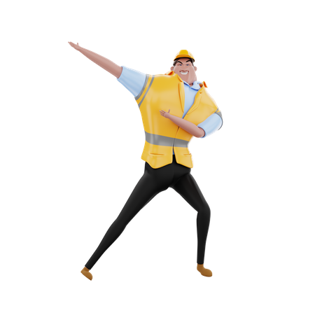 Engineer Dancing  3D Illustration